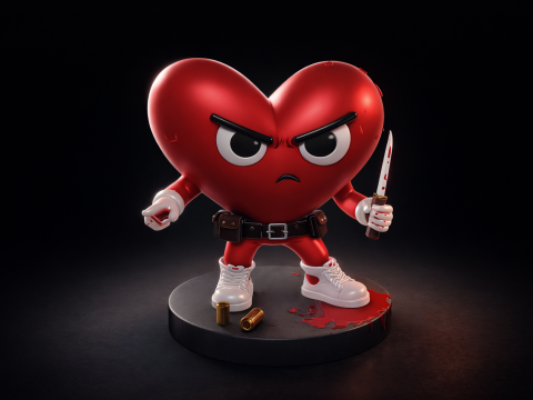 Angry Heart Valentine Figurine Unique 3D Printed Love Sculpture Dark Valentine Gift for Him or H 3D Print Model