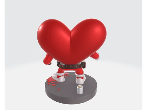 성난 심장 발렌타인 작은 조상 독특한 3D 인쇄된 사랑 조각 그 또는 H를 위한 어두운 발렌타인 선물 3D 프린트 모델