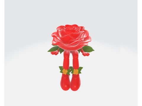 Valentine Rose Figurine Cute Romantic Flower Character Gift for Valentines Day Anniversary or Ho 3D Print Model