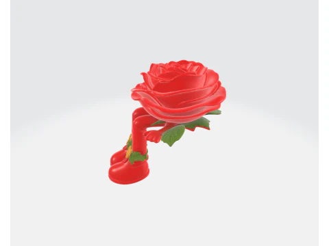 Valentine Rose Figurine Cute Romantic Flower Character Gift for Valentines Day Anniversary or Ho 3D Print Model