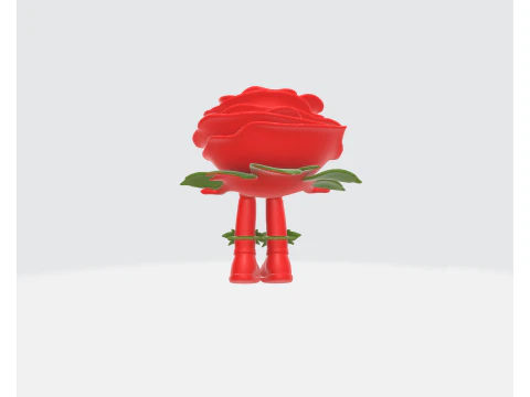 Valentine Rose Figurine Cute Romantic Flower Character Gift for Valentines Day Anniversary or Ho 3D Print Model