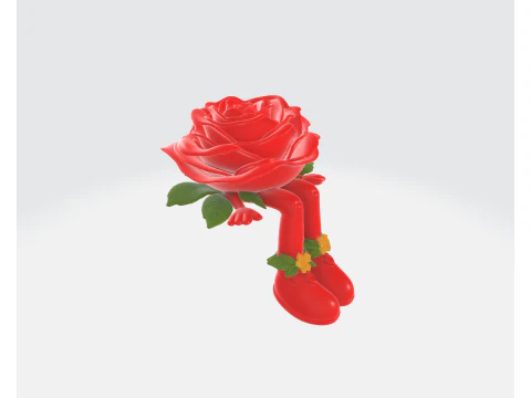 Valentine Rose Figurine Cute Romantic Flower Character Gift for Valentines Day Anniversary or Ho 3D Print Model