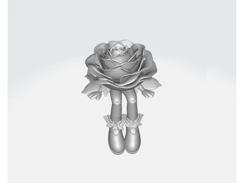 Valentine Rose Figurine Cute Romantic Flower Character Gift for Valentines Day Anniversary or Ho 3D Print Model