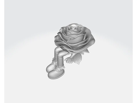 Valentine Rose Figurine Cute Romantic Flower Character Gift for Valentines Day Anniversary or Ho 3D Print Model