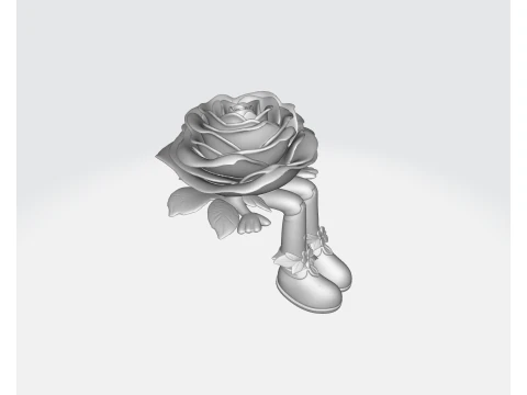 Valentine Rose Figurine Cute Romantic Flower Character Gift for Valentines Day Anniversary or Ho 3D Print Model