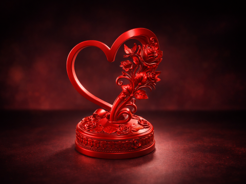 Romantic Heart Rose Sculpture Valentines Day 3D Printed Decor Love Gift for Her Floral Heart Or 3D Print Model