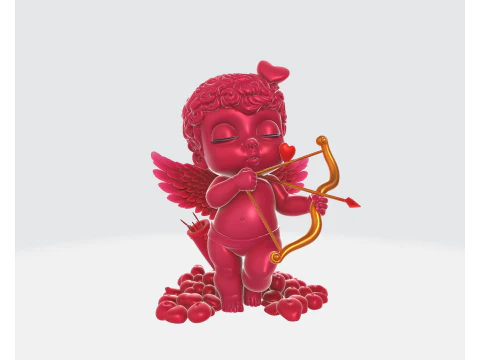 Cupid Statue Valentine Decor Cute Love Angel Figurine with Bow Romantic Gift for Couples Home Sh 3D Print Model