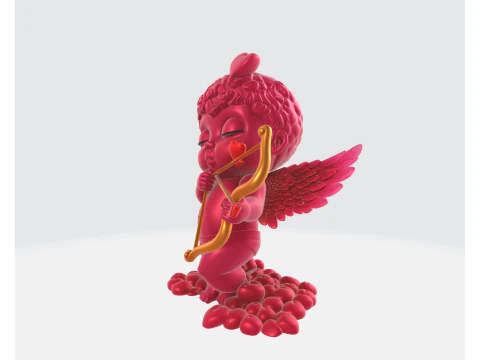 Cupid Statue Valentine Decor Cute Love Angel Figurine with Bow Romantic Gift for Couples Home Sh 3D Print Model