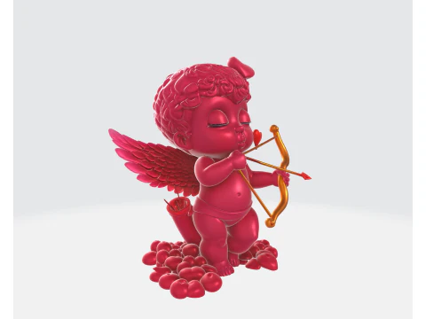 Cupid Statue Valentine Decor Cute Love Angel Figurine with Bow Romantic Gift for Couples Home Sh 3D Print Model
