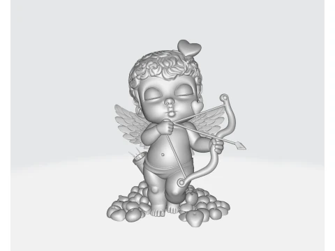 Cupid Statue Valentine Decor Cute Love Angel Figurine with Bow Romantic Gift for Couples Home Sh 3D Print Model