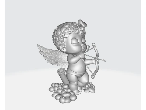 Cupid Statue Valentine Decor Cute Love Angel Figurine with Bow Romantic Gift for Couples Home Sh 3D Print Model