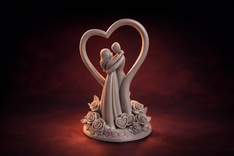 Casal romântico escultura de coração 3D impresso bolo de casamento topper estatueta aniversário amor estátua Modelo de Impressão 3D .c4d .max .obj .3ds .fbx .stl .blend