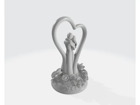 Casal rom&acirc;ntico escultura de cora&ccedil;&atilde;o 3D impresso bolo de casamento topper estatueta anivers&aacute;rio amor est&aacute;tua Modelo de Impressão 3D