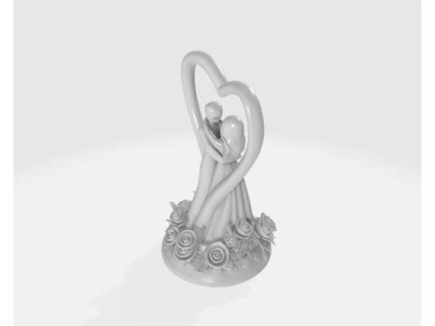 Casal rom&acirc;ntico escultura de cora&ccedil;&atilde;o 3D impresso bolo de casamento topper estatueta anivers&aacute;rio amor est&aacute;tua Modelo de Impressão 3D