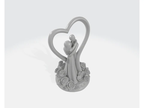 Casal rom&acirc;ntico escultura de cora&ccedil;&atilde;o 3D impresso bolo de casamento topper estatueta anivers&aacute;rio amor est&aacute;tua Modelo de Impressão 3D