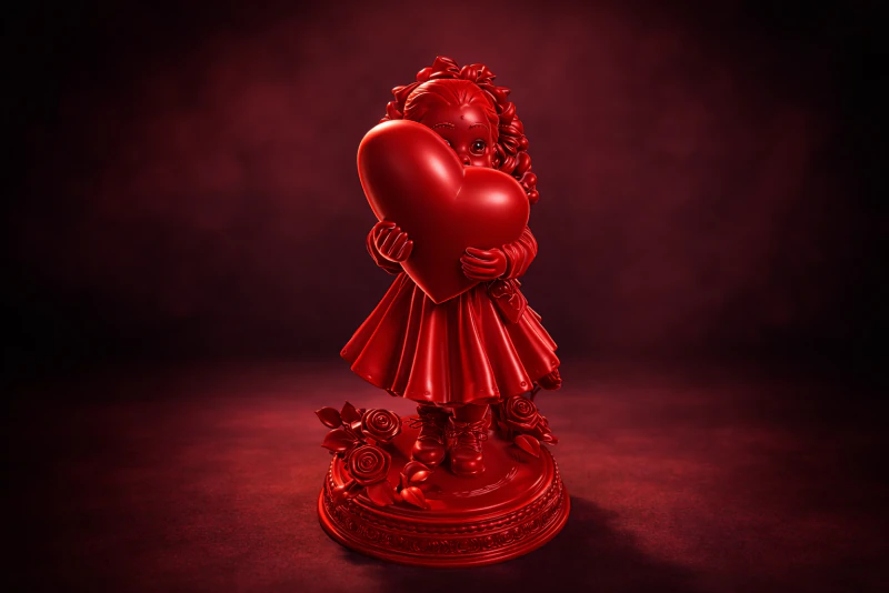 Valentine Girl Holding Heart Statue Romantic 3D Printed Valentine Decor Love Figurine 3D Print Model .c4d .max .obj .3ds .fbx .stl .blend