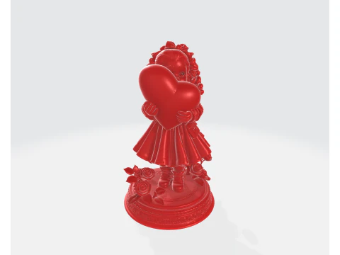 Valentine Girl Holding Heart Statue Romantic 3D Printed Valentine Decor Love Figurine 3D Print Model