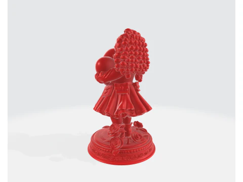 Valentine Girl Holding Heart Statue Romantic 3D Printed Valentine Decor Love Figurine 3D Print Model