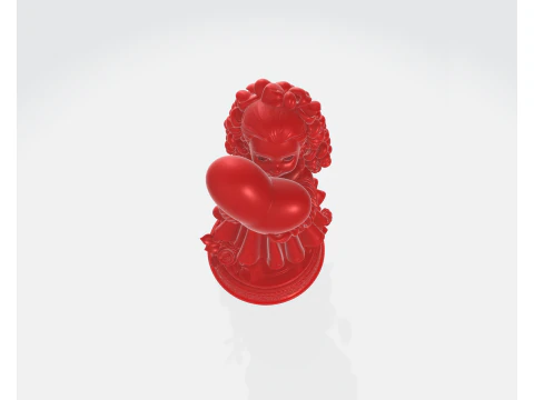 Valentine Girl Holding Heart Statue Romantic 3D Printed Valentine Decor Love Figurine 3D Print Model