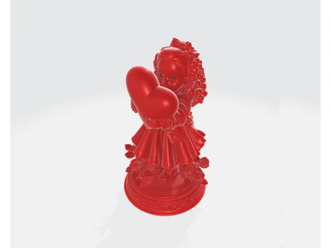 Valentine Girl Holding Heart Statue Romantic 3D Printed Valentine Decor Love Figurine 3D Print Model