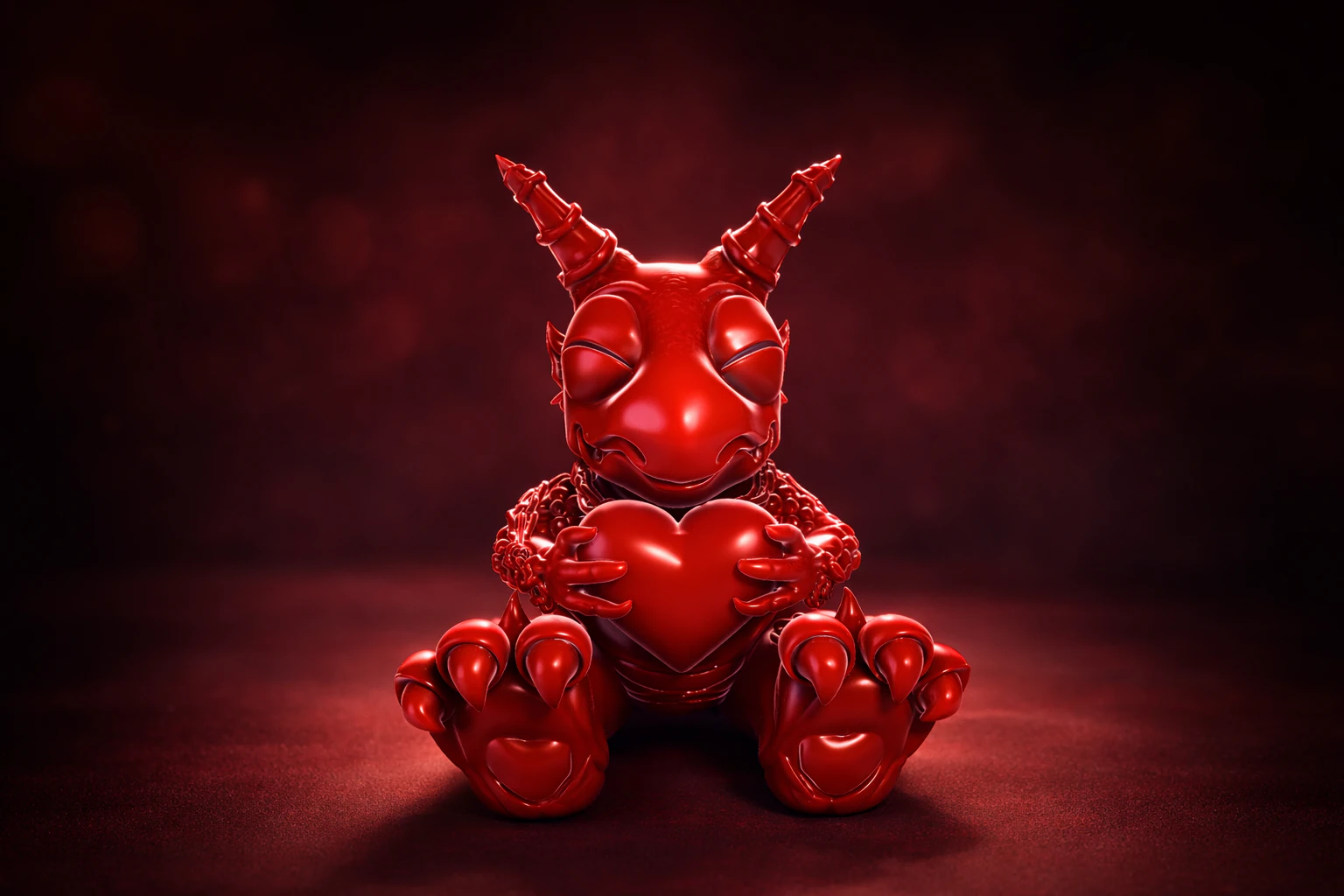 Cute Devil Heart Figurine Valentines Day Gift 3D Printed Romantic Demon Sculpture Love Decor 3D Print Model .c4d .max .obj .3ds .fbx .stl .blend 