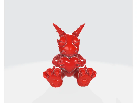 Cute Devil Heart Figurine Valentines Day Gift 3D Printed Romantic Demon Sculpture Love Decor 3D Print Model