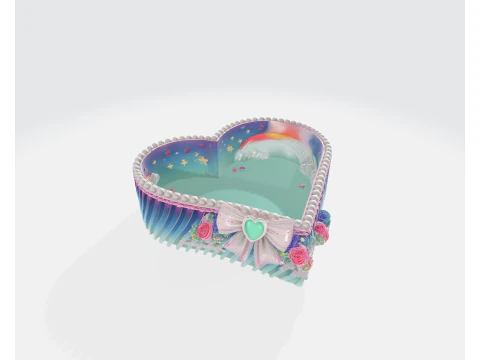 Bo&icirc;te d&eacute;corative en forme de c&oelig;ur, cadeau de saint-valentin, mignon, style bonbon pastel, souvenir imprim&eacute; en 3D C Modèles 3D en vedette