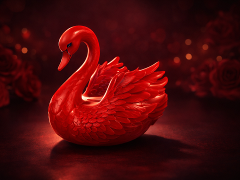 红天鹅 3D 打印情人节装饰浪漫爱情天鹅雕塑送给她或他的独特礼物 3D 打印模型