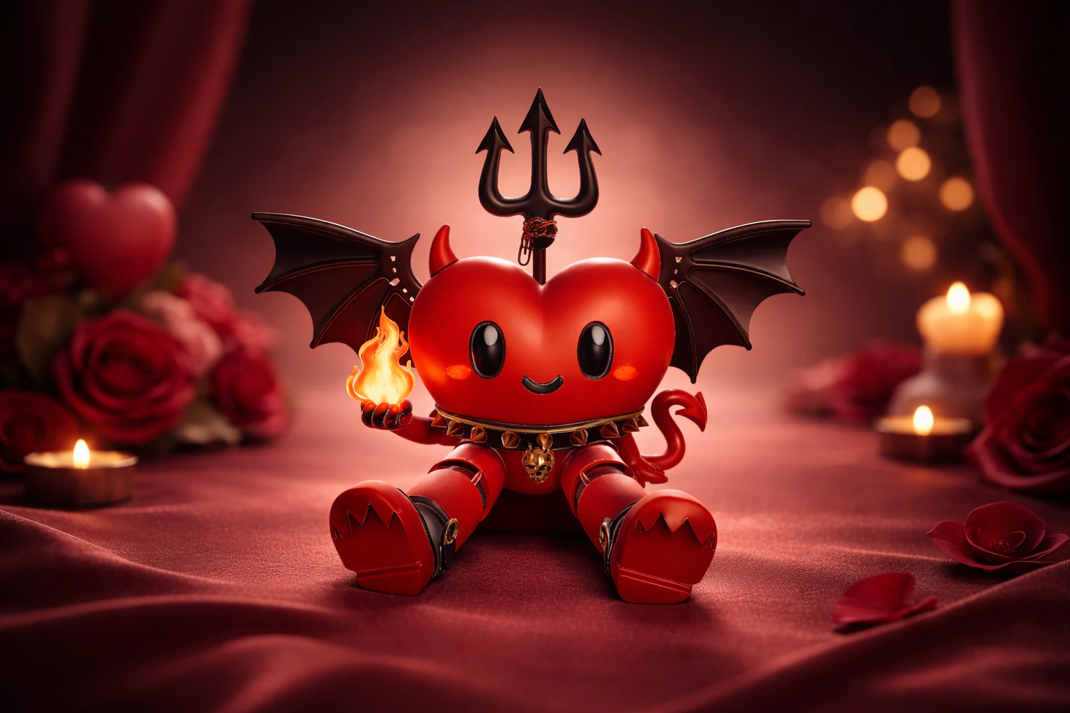 Cute Devil Heart Valentine Figurine Kawaii Demon Love Statue Romantic Gothic Gift Valentine Ho 3D Print Model .c4d .max .obj .3ds .fbx .stl .blend 