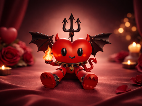 Simpatico cuore del diavolo Figurina di San Valentino Demone Kawaii Amore Statua Regalo gotico romantico San Valentino Ho Modello di stampa 3D