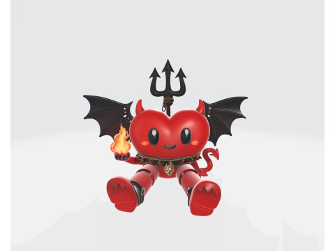 Cute Devil Heart Valentine Figurine Kawaii Demon Love Statue Romantic Gothic Gift Valentine Ho 3D Print Model