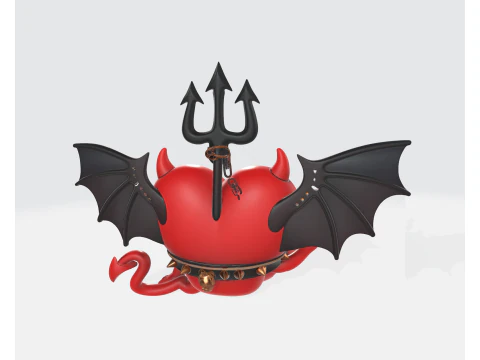 Cute Devil Heart Valentine Figurine Kawaii Demon Love Statue Romantic Gothic Gift Valentine Ho 3D Print Model