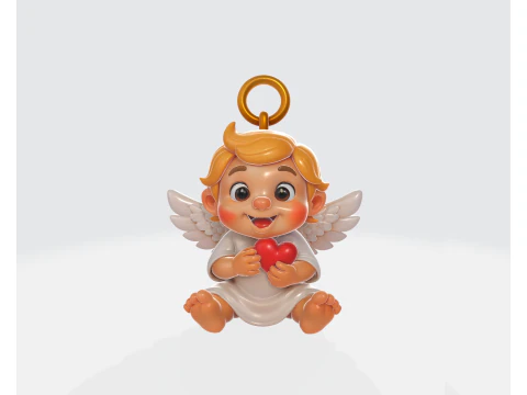 Cute Angel Baby Holding Heart 3D Printed Cherub Ornament Sweet Guardian Angel Decor Gift for Lov 3D Print Model