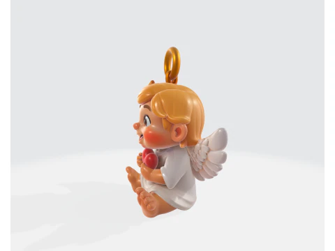 Cute Angel Baby Holding Heart 3D Printed Cherub Ornament Sweet Guardian Angel Decor Gift for Lov 3D Print Model