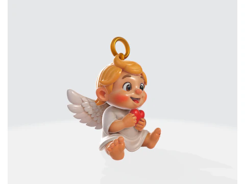 Cute Angel Baby Holding Heart 3D Printed Cherub Ornament Sweet Guardian Angel Decor Gift for Lov 3D Print Model
