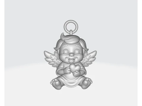 Cute Angel Baby Holding Heart 3D Printed Cherub Ornament Sweet Guardian Angel Decor Gift for Lov 3D Print Model