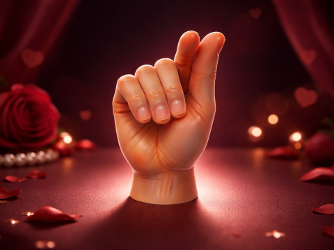 手指心形手浪漫 3D 打印情人节礼物现代爱情雕塑可爱桌面装饰 3D 打印模型