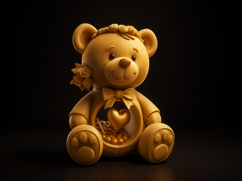 Valentine Teddy Bear Beruang Cinta Lucu Hadiah Romantis Dekorasi Beruang Hati Model Cetak 3D