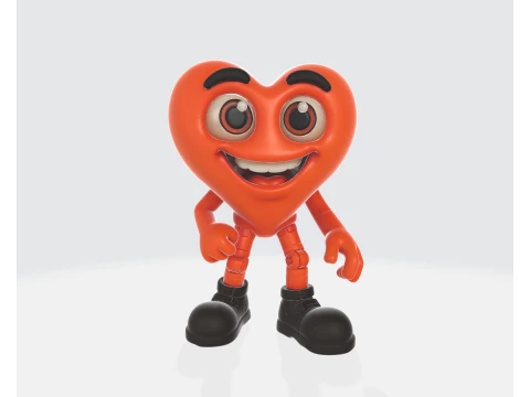 Cute Heart Character Valentines Day Gift Adorable Love Figurine for Home Decor Desk or Romant 3D Print Model