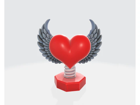 Winged Heart Sculpture Romantic Valentines Day Gift Love Decor Angel Heart Ornament Unique Hom 3D Print Model