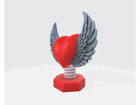 Winged Heart Sculpture Romantic Valentines Day Gift Love Decor Angel Heart Ornament Unique Hom 3D Print Model