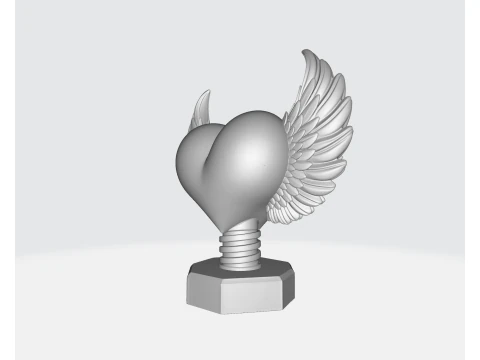 Winged Heart Sculpture Romantic Valentines Day Gift Love Decor Angel Heart Ornament Unique Hom 3D Print Model