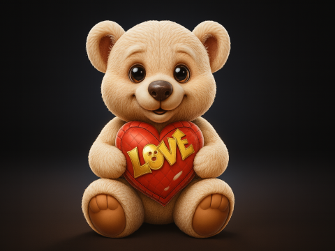 Valentine Teddy Bear Holding Love Heart Cute Romantic Gift for Saint Valentine Decor 3D Printing