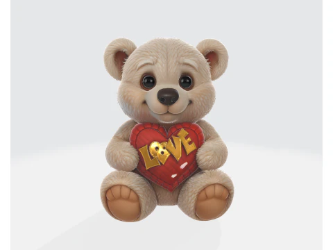 Orsetto di San Valentino con cuore d'amore Simpatico regalo romantico per la decorazione di San Valentino Modello di stampa 3D