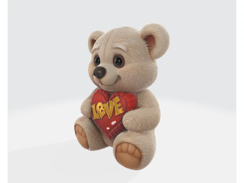 Orsetto di San Valentino con cuore d'amore Simpatico regalo romantico per la decorazione di San Valentino Modello di stampa 3D