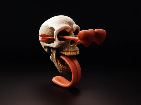 Escultura g&oacute;tica de caveira de dia dos namorados, cora&ccedil;&atilde;o, rom&acirc;ntico, anat&ocirc;mico, amor, arte, impress&atilde;o 3D, presente para Saint Vale Modelo de Impressão 3D