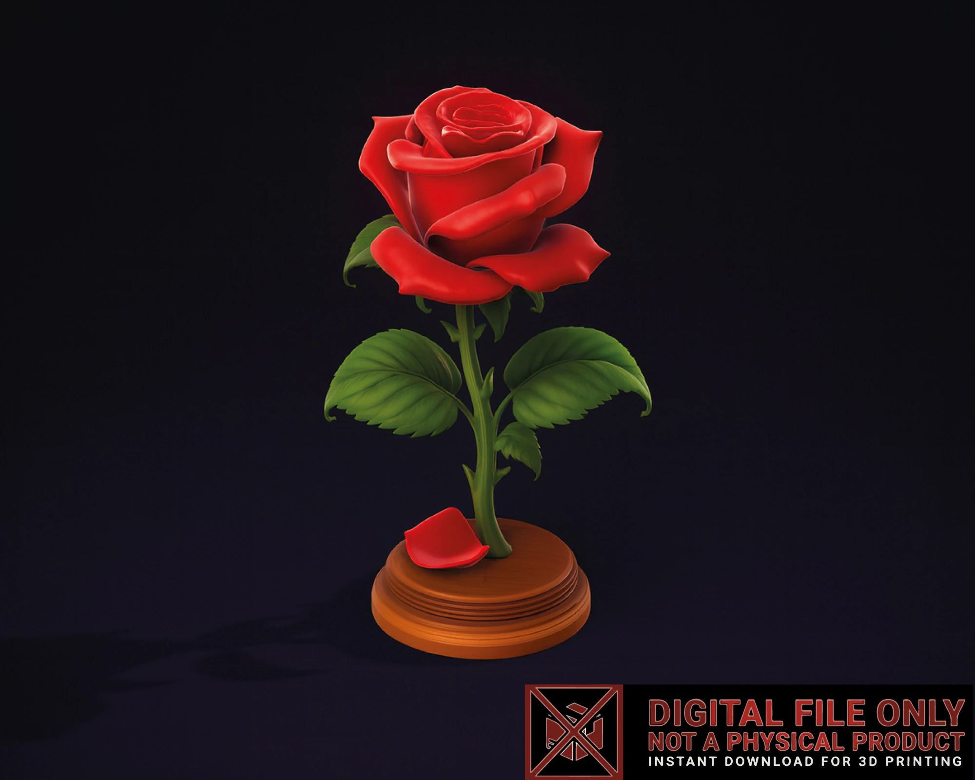 Eterna rosa rossa, romantico regalo di San Valentino, elegante decorazione per la casa, ricordo d'amore senza tempo Modello di stampa 3D .c4d .max .obj .3ds .fbx .stl .blend 