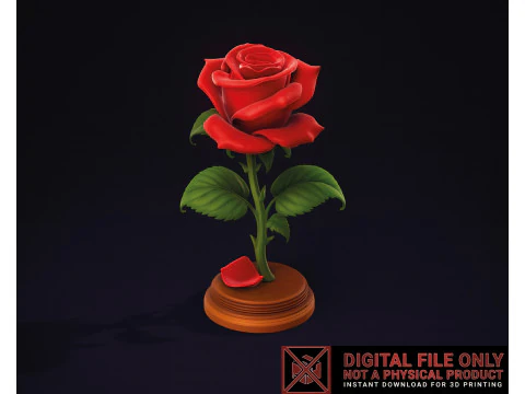 Eterna rosa vermelha rom&acirc;ntica presente de dia dos namorados mesa elegante decora&ccedil;&atilde;o de casa lembran&ccedil;a de amor atemporal Modelo de Impressão 3D
