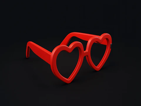 &Oacute;culos de cora&ccedil;&atilde;o para o dia dos namorados, &oacute;culos rom&acirc;nticos com molduras de cora&ccedil;&atilde;o vermelho, presente divertido para casais Modelo de Impressão 3D