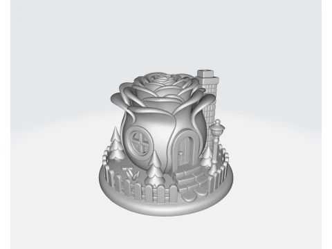 Romantic Rose House Valentines Day 3D Printed Decorative Home Love Gift Fairy Tale Rose Cottage 3D Print Model